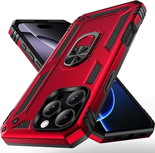 Korecase for iPhone 16 Pro Max Case with Kickstand,Military-Grade Protective Armor,Heavy Duty Shockproof Cover for Apple i Phone 16 Pro Max Case Red