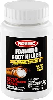 Roebic FRK Foaming Tree Root Killer for Sewer Lines, 1 lb | Foaming Tree Root Killer | Targets Invasive Roots | Helps Clear Sewer + Septic Line Clogs | Maintains Pipe Flow