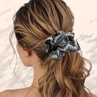 2 Pieces Hair Scrunchies for Women Elegant Striped Elastic Bows Salt Series Oversized Daily Wear Comfortable Hair Accessory