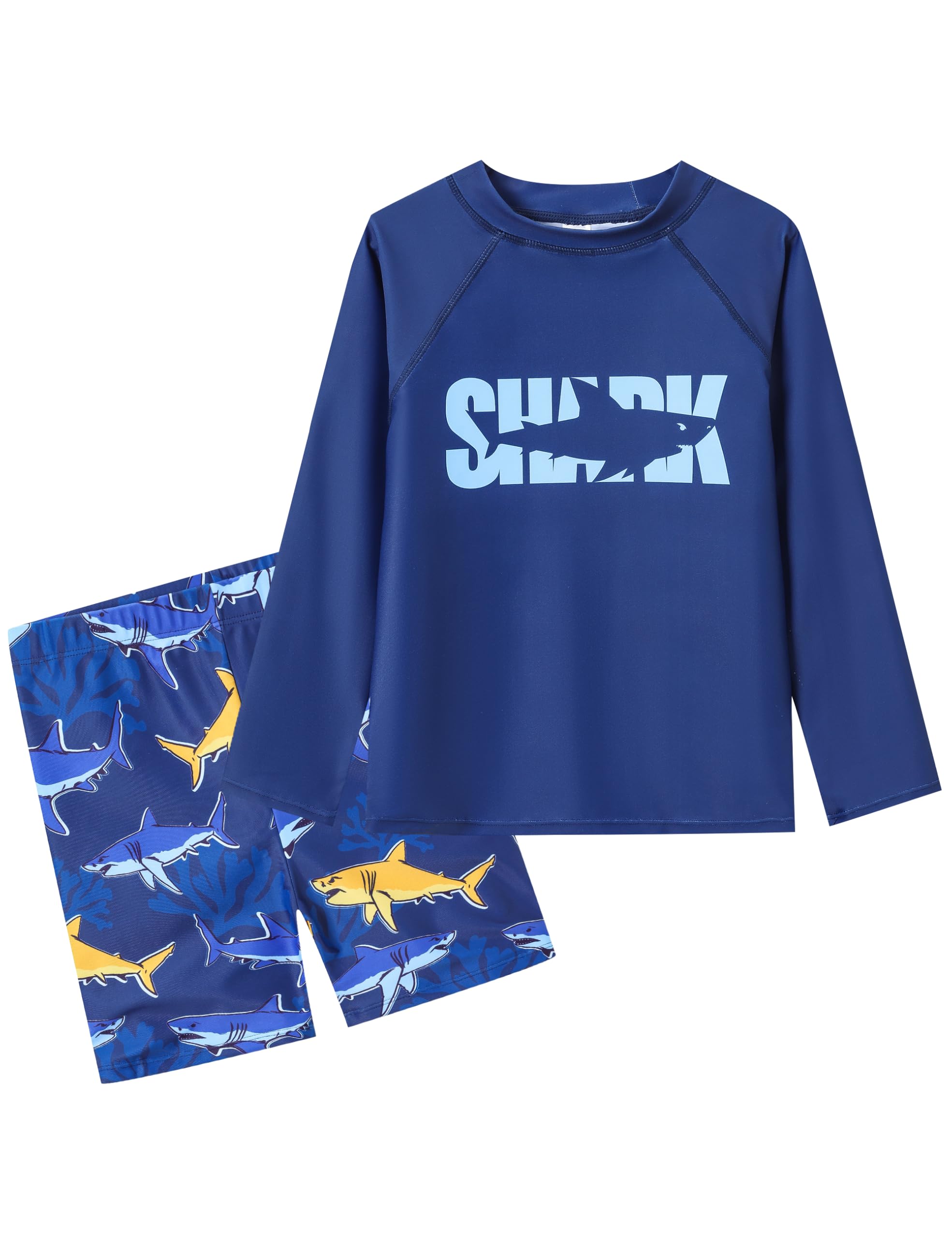 Boy 2 Pieces Rash Guard Sun Protection Long Sleeve Boy Swimsuit 3-12Y