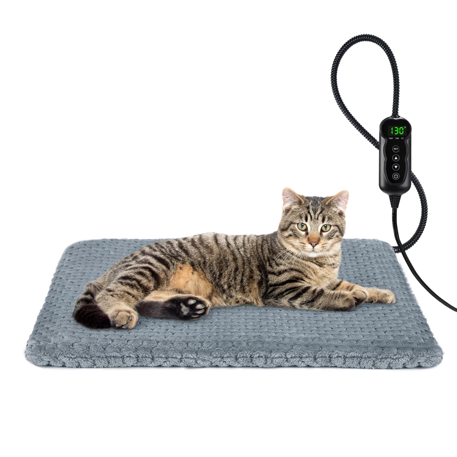 INVENHO Heated Cat Bed, Waterproof Adjustable Temperature Dog Cat Heating Pad wi