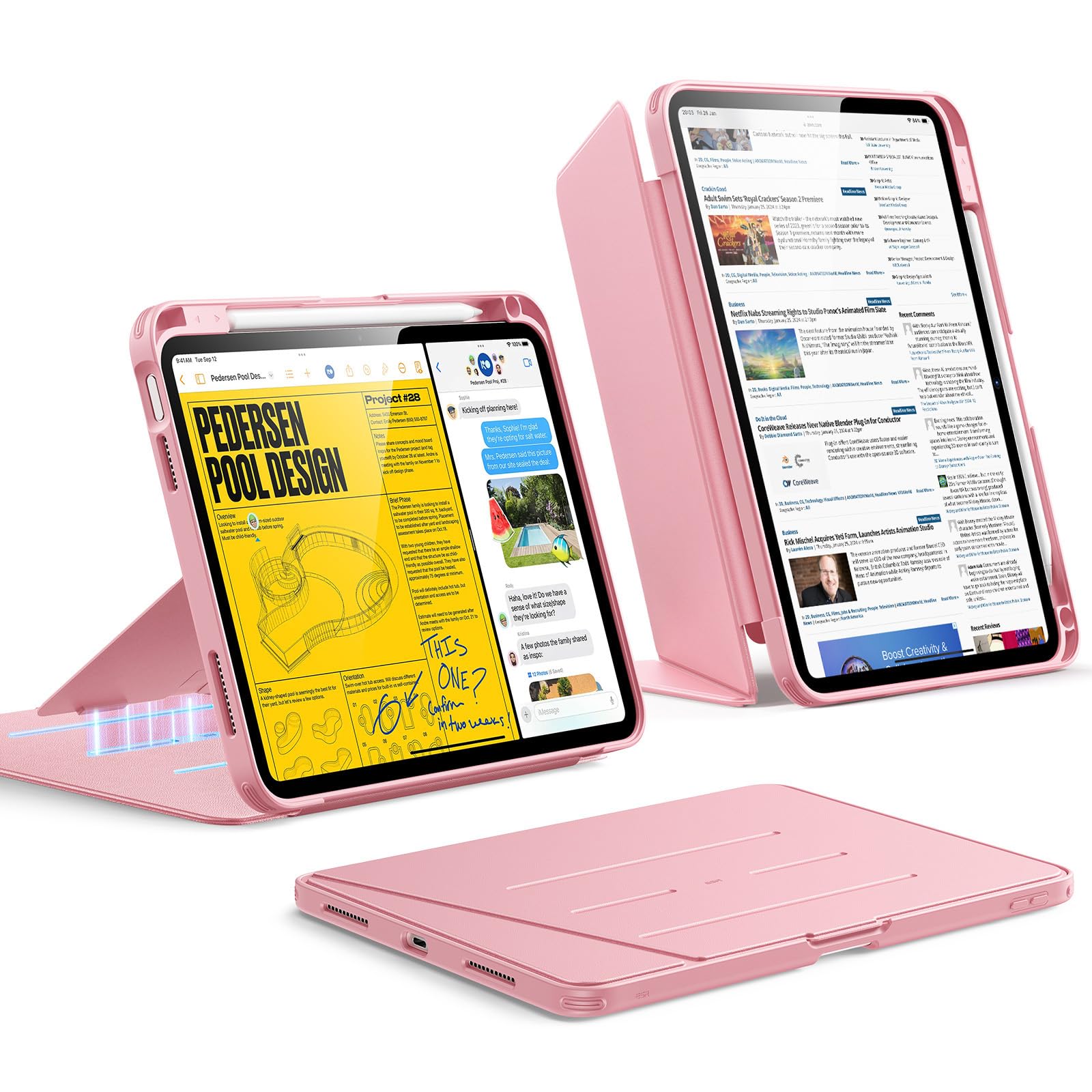 ESR for iPad A16 Case, iPad 11th/10th Generation Case (2025/2022), Pink