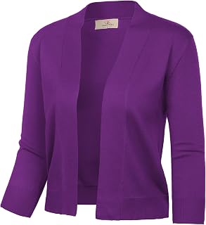 GRACE KARIN Women's 3/4 Sleeve Cardigan Knit Sweater Cropped Front Shrug Bolero