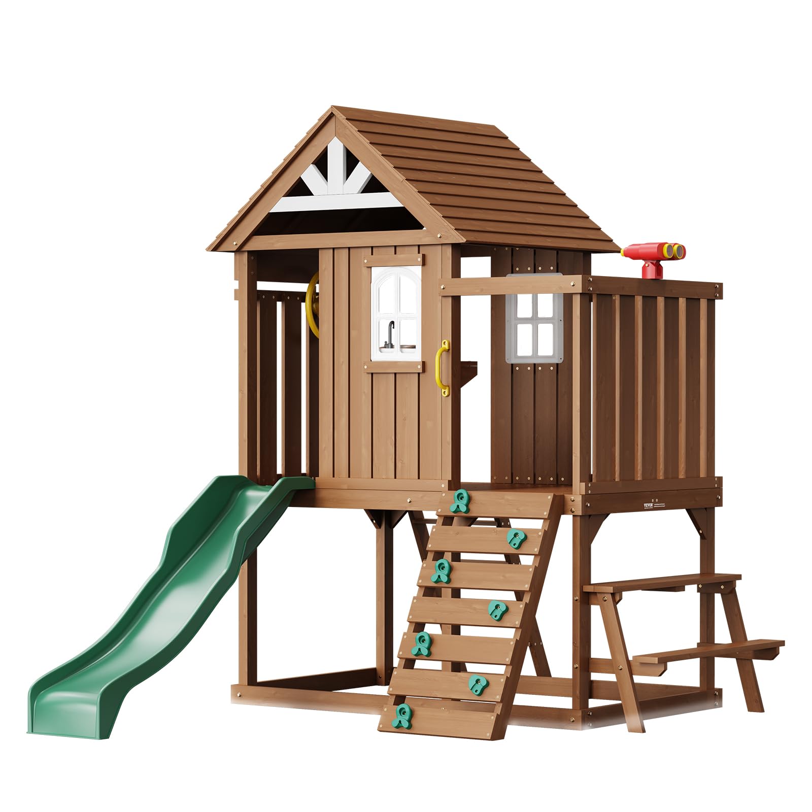 VEVOR Outdoor Wooden Playhouse, Modern Cedar Playhouse for Age 2-8 Years Kids, G