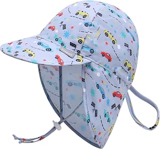 Duoyeree Baby Sun Protection Hat with Neck Flap UPF 50+ Polyester Hat 0-5T