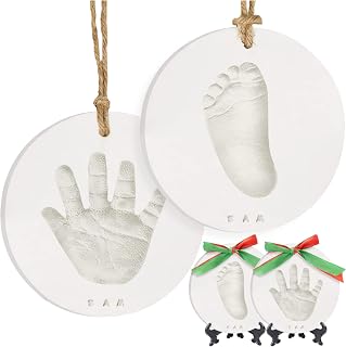Baby Handprint Footprint Ornament Keepsake Kit, Imprint (Glaze Finish) | Newborn Imprint Ornament Kit for Baby Girl, Boy, Personalized New Baby Gifts for New Parents, Hand Print Christmas Ornaments