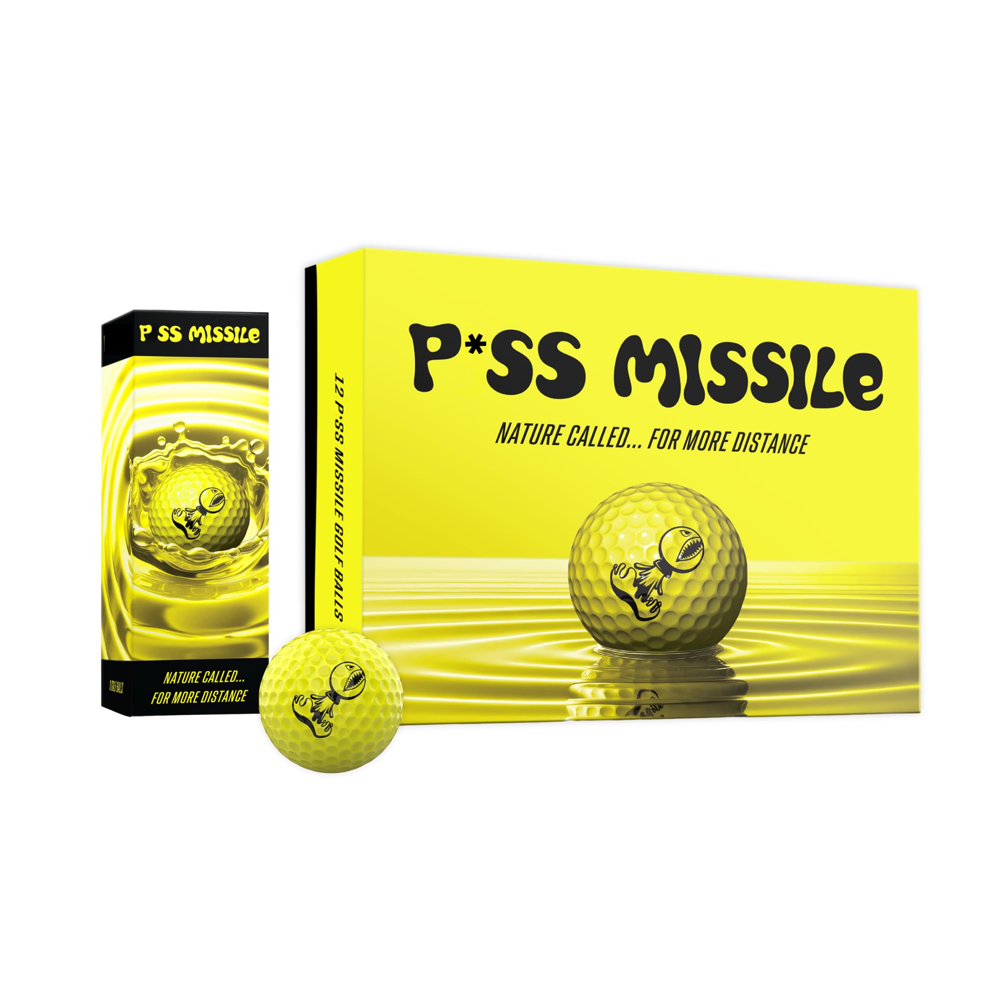 P*ss Missile Distance Golf Balls - 4-Piece Design, Surlyn Cover, High Compressio