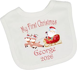 Personalised My 1st First Christmas Baby Bib 2026 Girls Boys