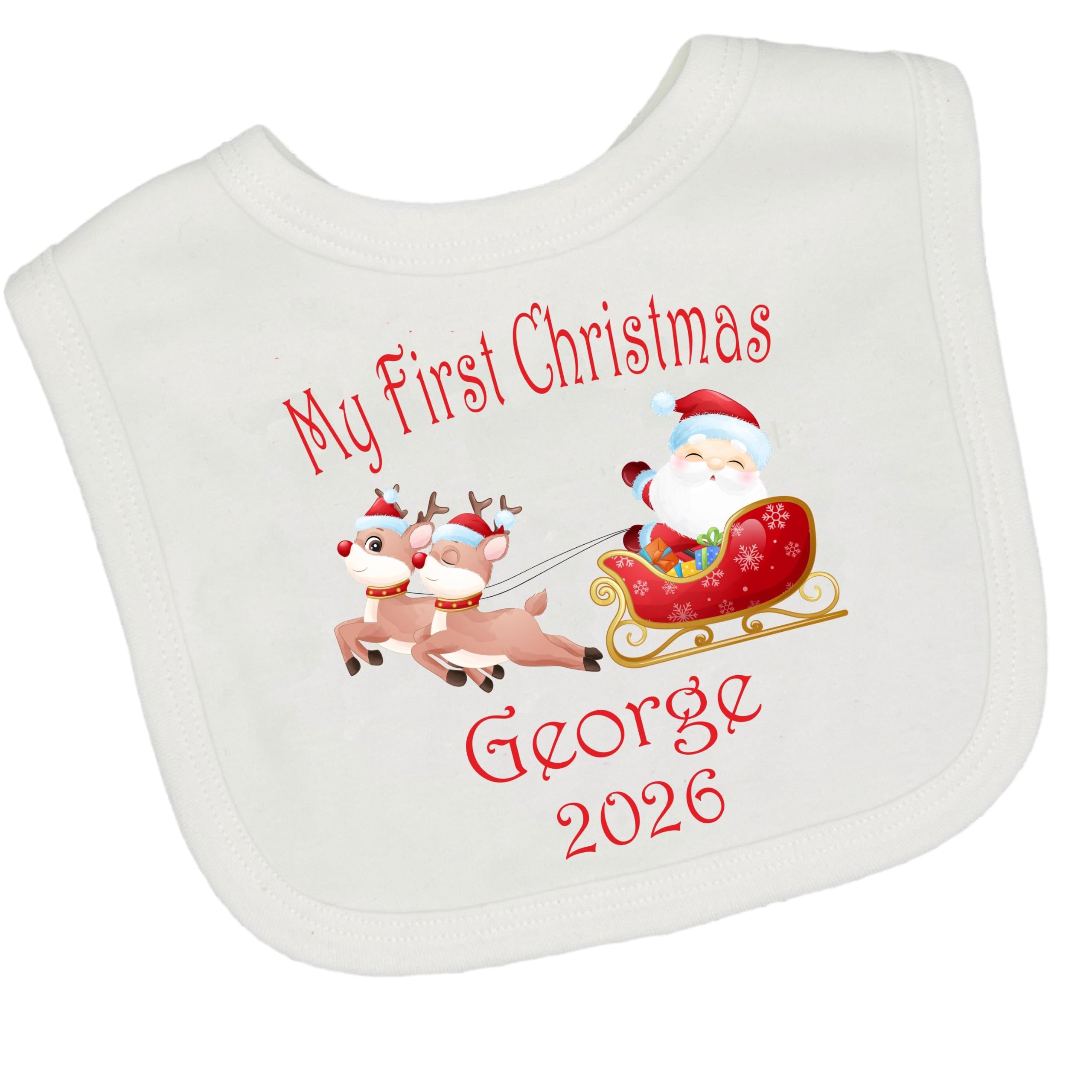 Personalised My 1st First Christmas Baby Bib 2026 Girls Boys