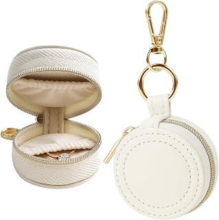 AUUTI Portable Ring Keychain Holder - White Jewelry Holder | for Gym and Travel - for Sports Bag, Compact Ring Earring Necklace Storage Case
