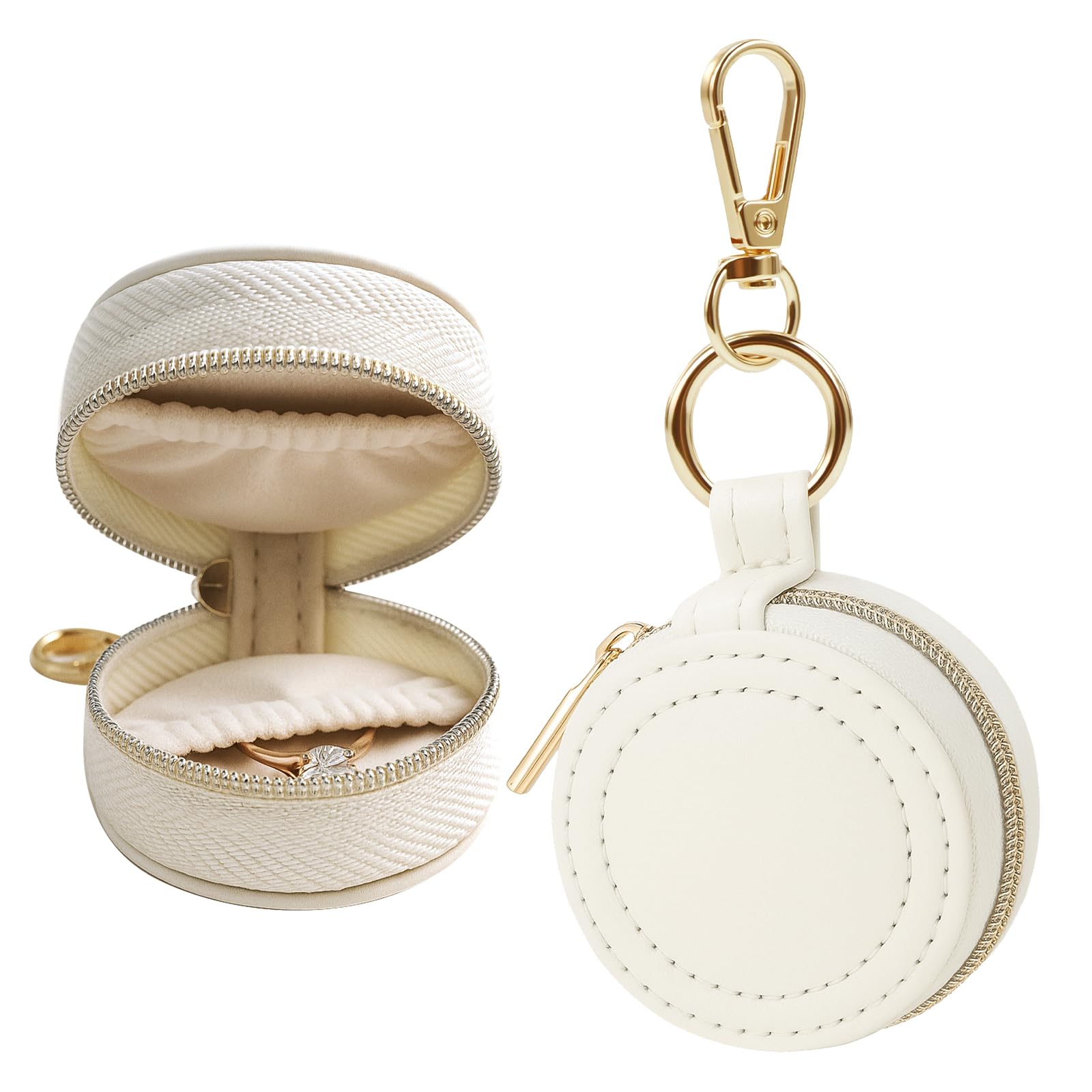 AUUTI Portable Ring Keychain Holder - White Jewelry Holder | for Gym and Travel 
