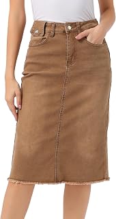 Allegra K Women's Casual Denim Skirt High Waist Back Vent Short Skirt