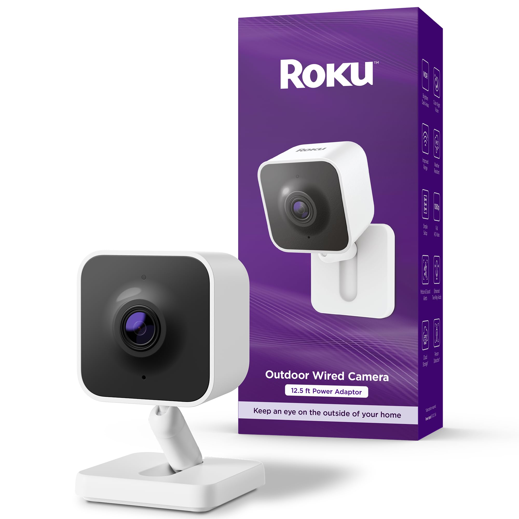 Roku Outdoor Camera - Home Security - IP65 Weather Resistant Wired Security Came