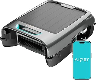 AIPER Surfer S2 Solar Powered Pool Surface Skimmer Robot with APP Support, 24/7 Continuous Cleaning, Dual Charging Modes, Smart Obstacle Avoidance, 150-um Filtration, OTA Upgrade (Renewed)