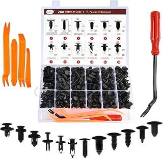 240PCS Car Bumper Retainer Clips Kit - Auto Plastic Rivets &amp; Push Fasteners Set, Most Popular Sizes for Door Trim, Panel, Fender - Compatible with GM, Ford, Toyota, Honda, Chrysler