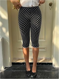 Women's Polka Dot Pants Low Waist Capri Leggings, Split Hem Cropped Stretch Casual Pants Daily Fashion Bottoms