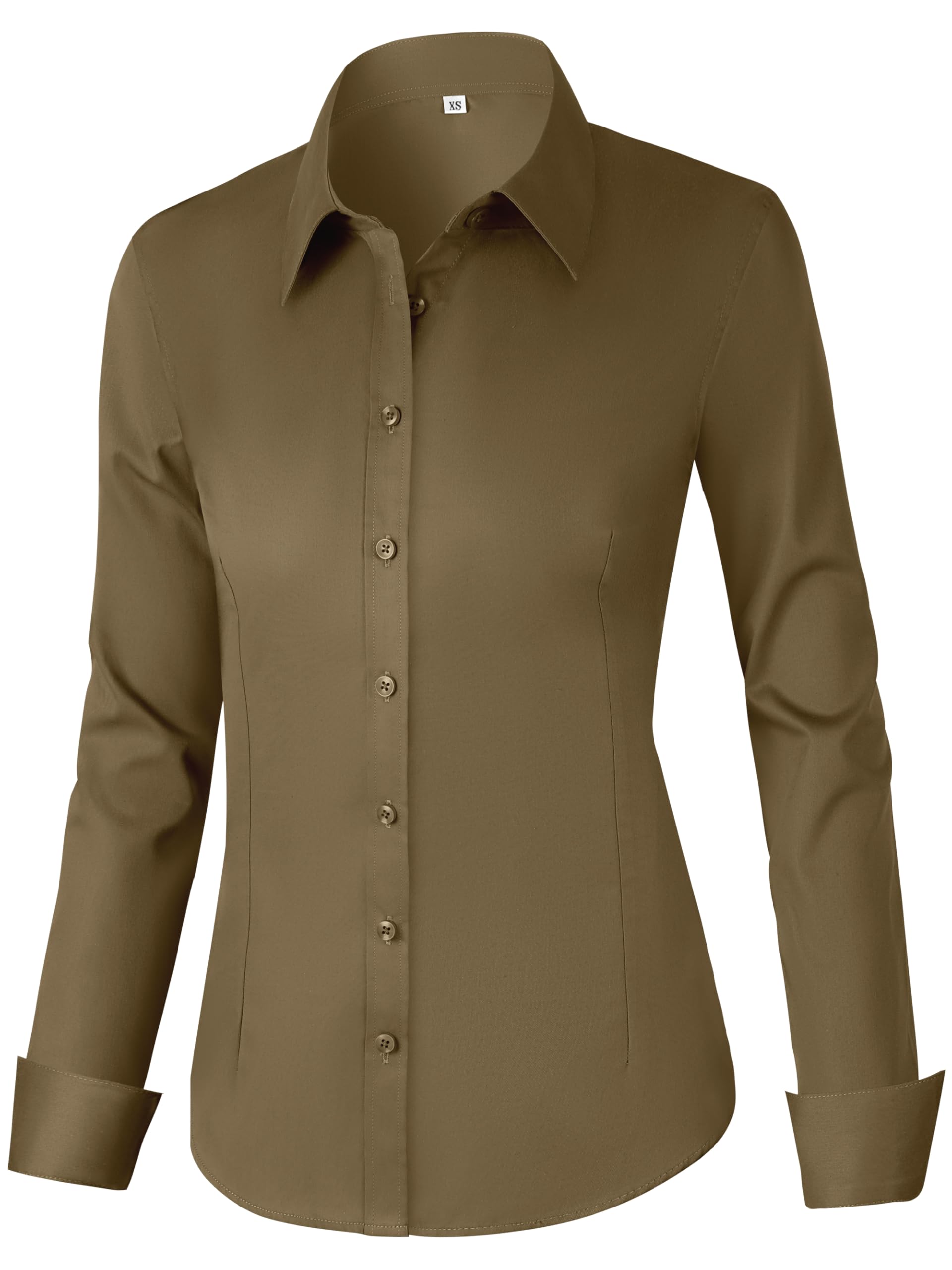 CUNLIN Women's Cotton Button Down Shirt Long Sleeve Formal Dress Work Blouse