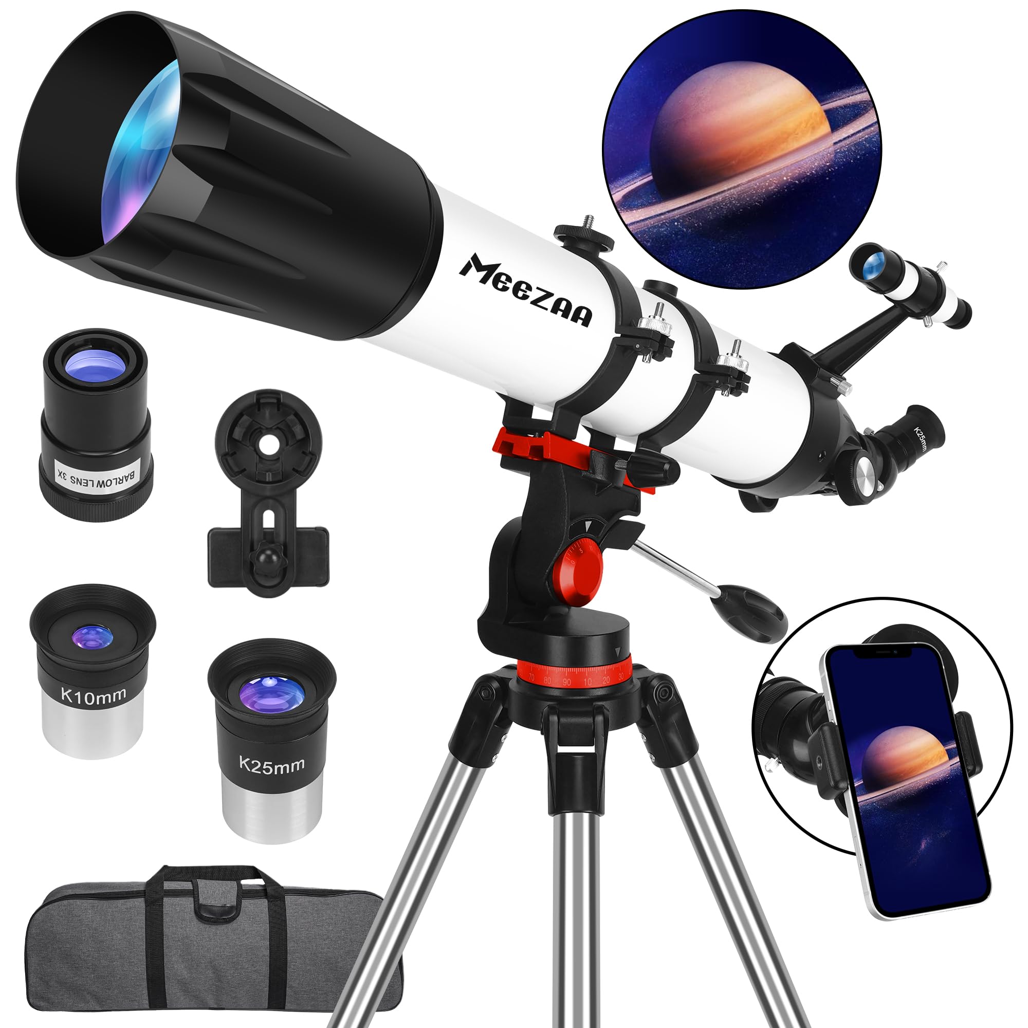 MEEZAA Telescope, Telescope for Adults High Powered Professional, 90mm Aperture 