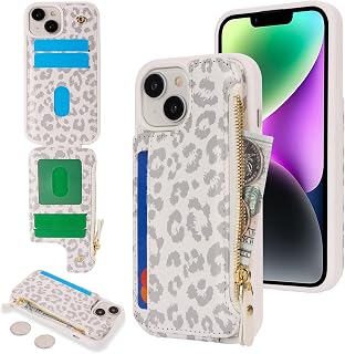 Cavor Custodia per iPhone 13 e iPhone 14 con porta carte, custodia a portafoglio per iPhone 14 per donne e uomini, custodia per iPhone 13 con portafoglio, in pelle, chiusura magnetica, tasca con