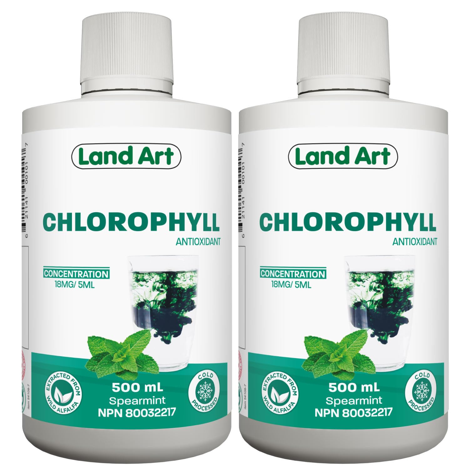 Chlorophyll, Cold-Extracted, Wild Alfalfa, Body Odor, Mint, 500 ml (2-Pack)