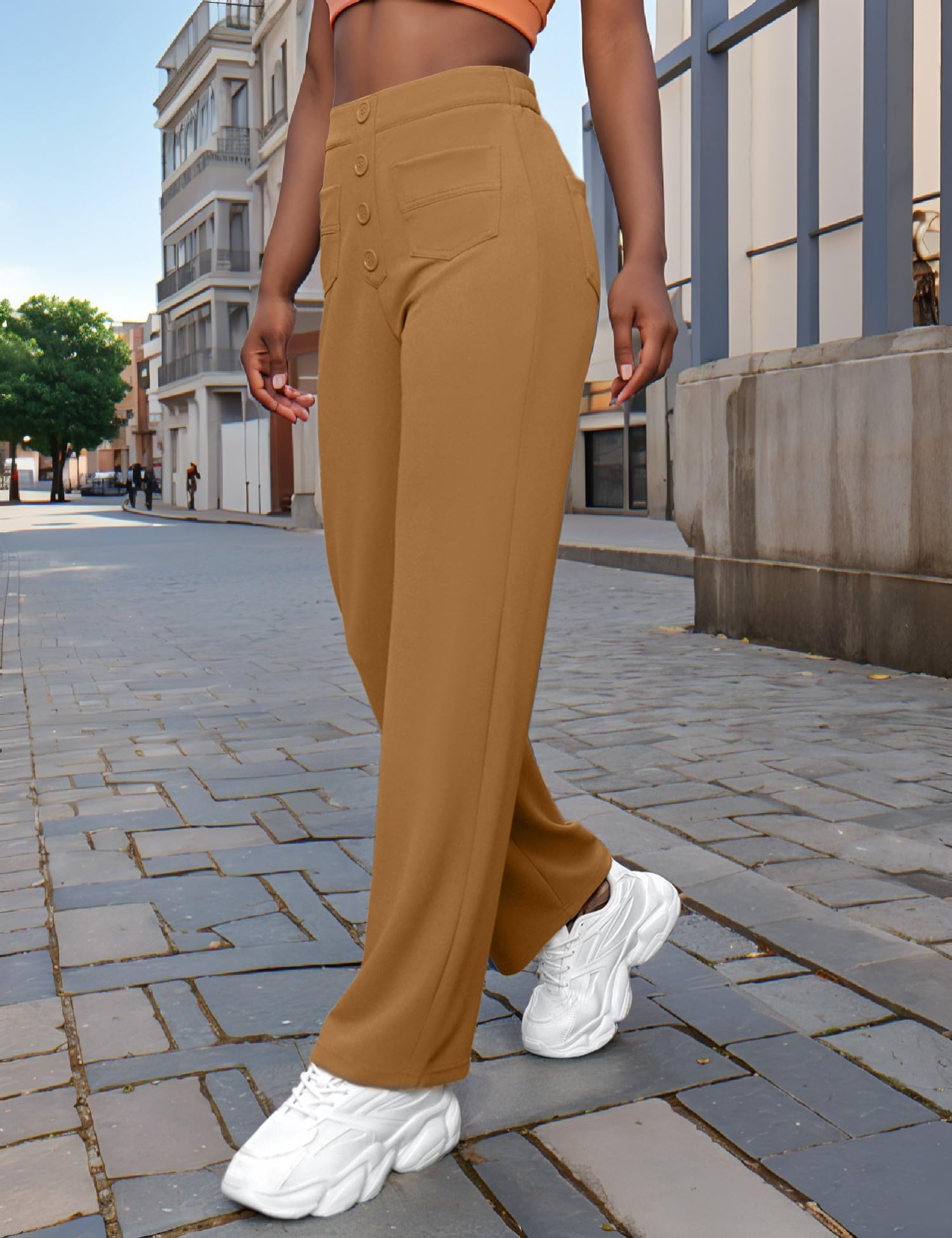 Womens High Waisted Straight Leg Pants Stretchy Dress Pants for Women Business C