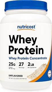 Nutricost Whey Protein Concentrate Powder (Unflavored) 2LBS, Gluten Free | GMO-Free