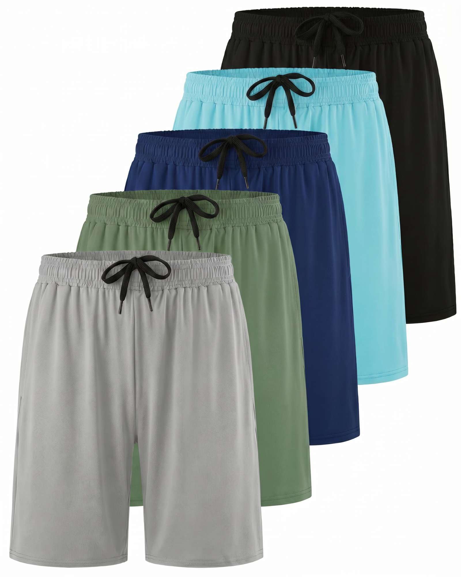 5 Pack Boys' Dry Fit Shorts Basketball Athletic Soccer Kids Youth Teens Gym