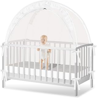 Zkaitoy Crib Tent to Keep Baby from Climbing Out - Crib Net to Keep Baby in | Pop Up Breathable Anti Crib Climbing - Crib Cover with Upgrade Strong Mesh &amp; Durable Zipper, Easy Install Fits Standard Crib