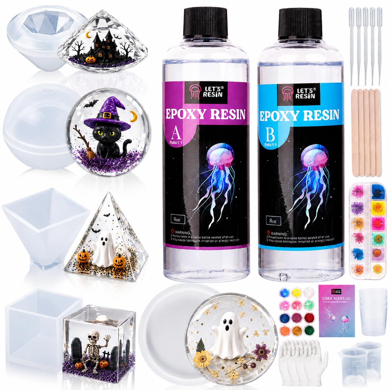 LET'S RESIN 16oz Epoxy Resin Kits and Molds Complete Set for Beginners | Re