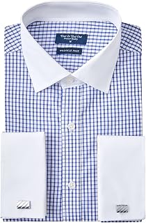 Year In Year Out French Cuff Wrinkle Free Dress Shirt for Men Regular Fit Long Sleeve Wrinkle Resistant Shirt