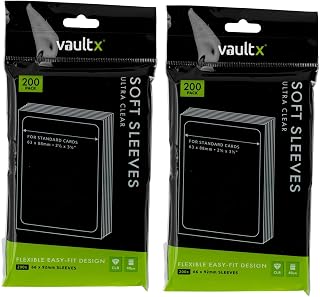 Vault X Soft Penny Sleeves (400 Pack) Clear for Trading Cards TCG | Fits standard-size TCG cards for daily storage. Soft, clear penny sleeves, acid-free. 400-pack of everyday protection.