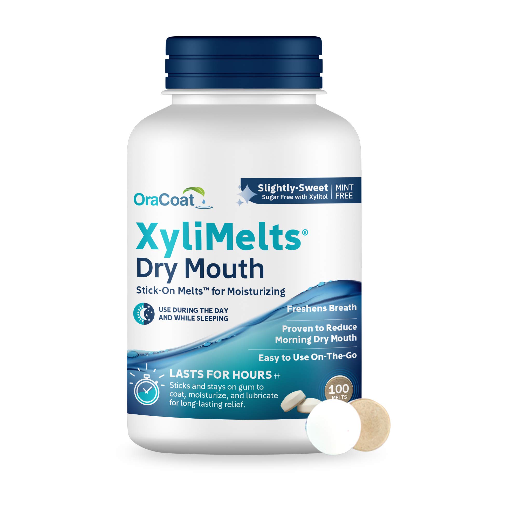 OraCoat XyliMelts Dry Mouth Relief Oral Adhering Discs Slightly Sweet with Xylit