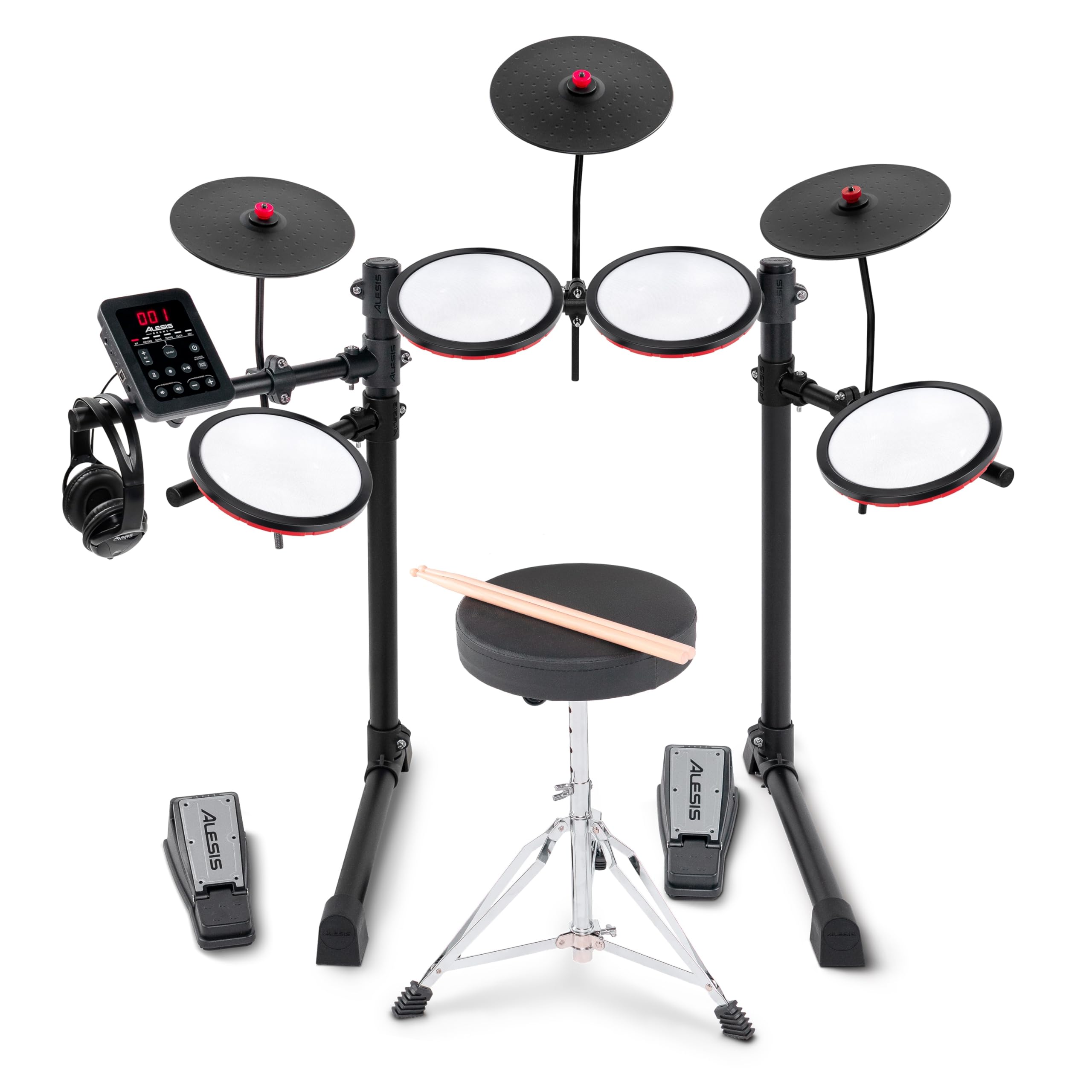 Alesis Turbo Max Electric Drum Set | Compact, Foldable, Quiet Mesh Pads, 8" Toms
