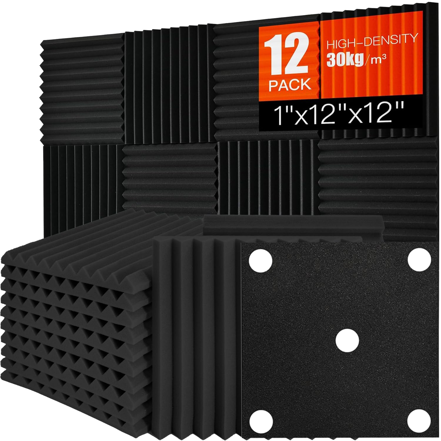 Saiqiang Acoustic Foam Panels Sound Absorbing 12 Pack - 1" X 12"X 12" Sound Proo