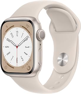 Apple Watch Series 8 [GPS, 41mm] - Starlight Aluminum Case with Starlight Sport Band, S/M (Renewed)