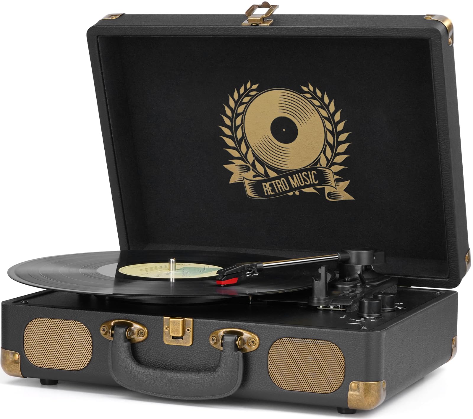 Vinyl Record Player Bluetooth 3-Speed Portable Vintage Suitcase with Built-in Sp