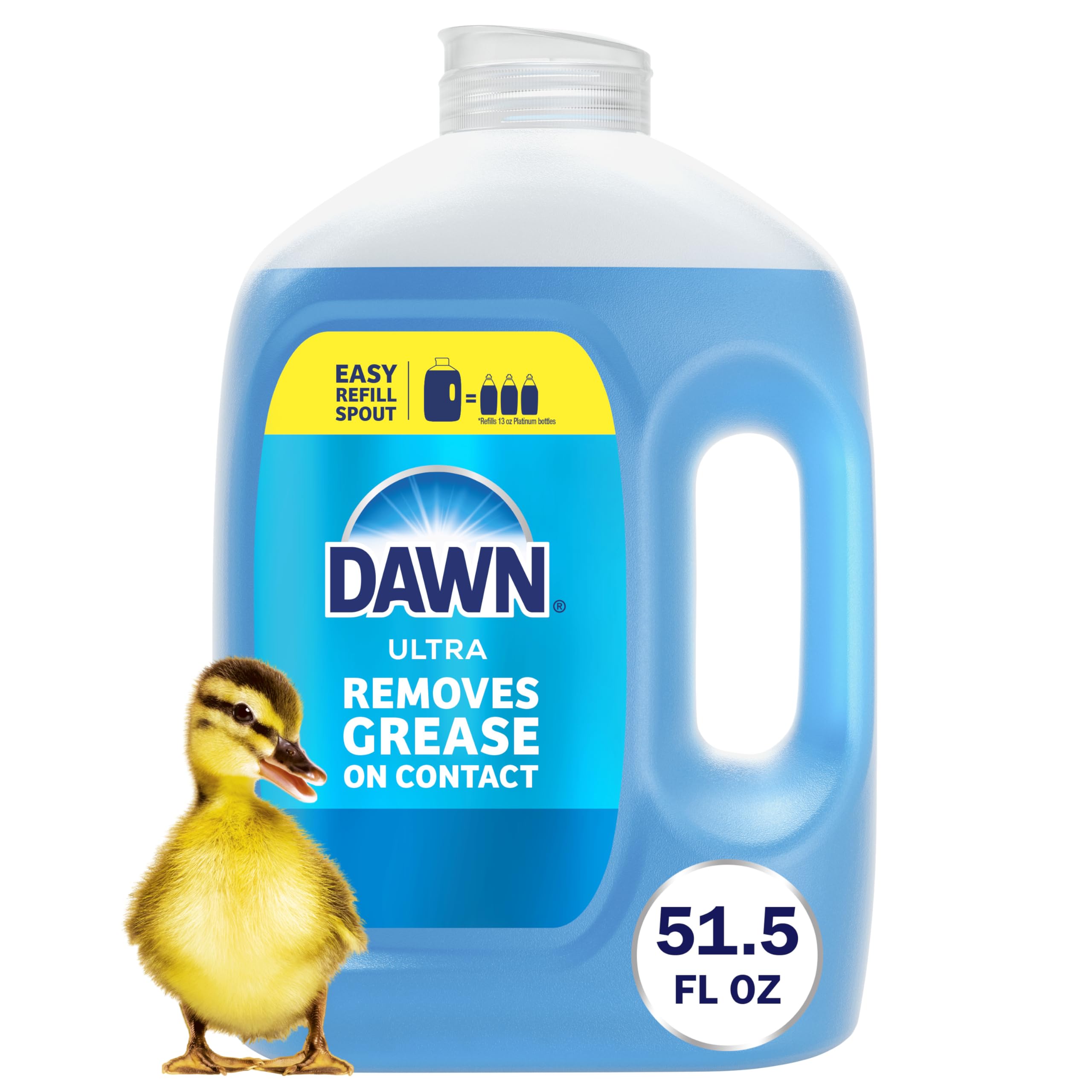 Dawn Ultra Dish Soap Refill Jug, Large Size Original Blue Liquid Dishwashing Det