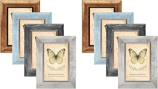 8 Pack 6x4 Picture Frames,Matted for 4x6 inch Photo Frames, 15 x 10 cm Wood Grain Color Farmhouse Rustic Photo Frame (4x6 inch)