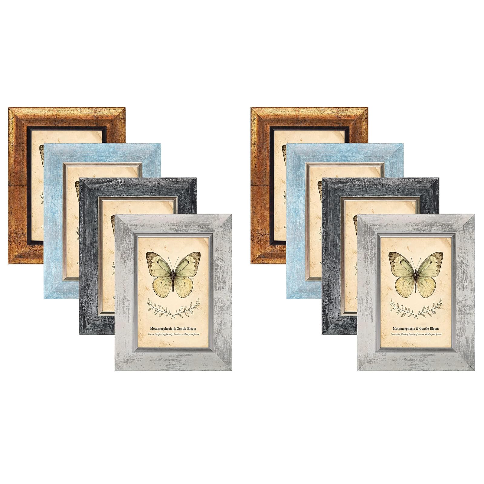 8 Pack 6x4 Picture Frames,Matted for 4x6 inch Photo Frames, 15 x 10 cm Wood Grai