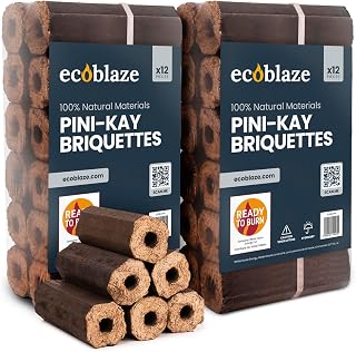 Ecoblaze Pini Kay 2x10kg Fire Logs for Wood Burner, Heat Logs, Firewood, Firelogs, Fire Wood for Log Burner