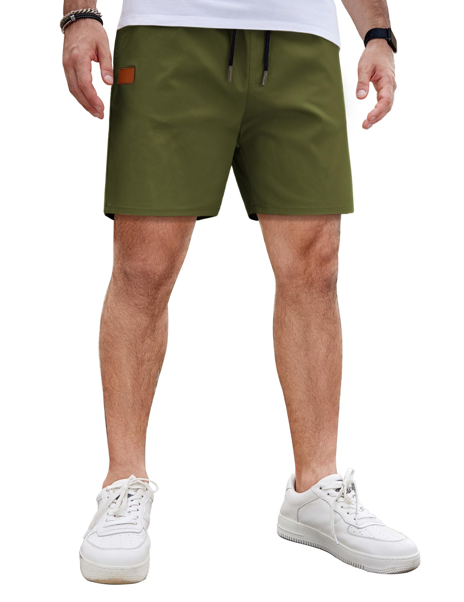 COOFANDY Men's Casual Cotton Shorts Summer Beach 5 Inch Shorts Lightweight Draws