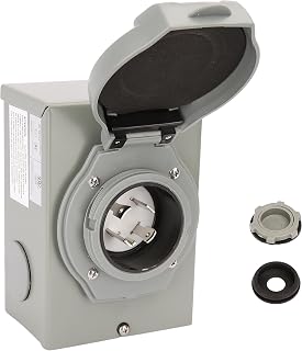 PEAKTOW PTR0105 Weatherproof 30 Amp NEMA 3R Generator Power Inlet Box, NEMA L14-30P, 125/250 Volt, 7500 Watts for Outdoor Use, ETL Listed