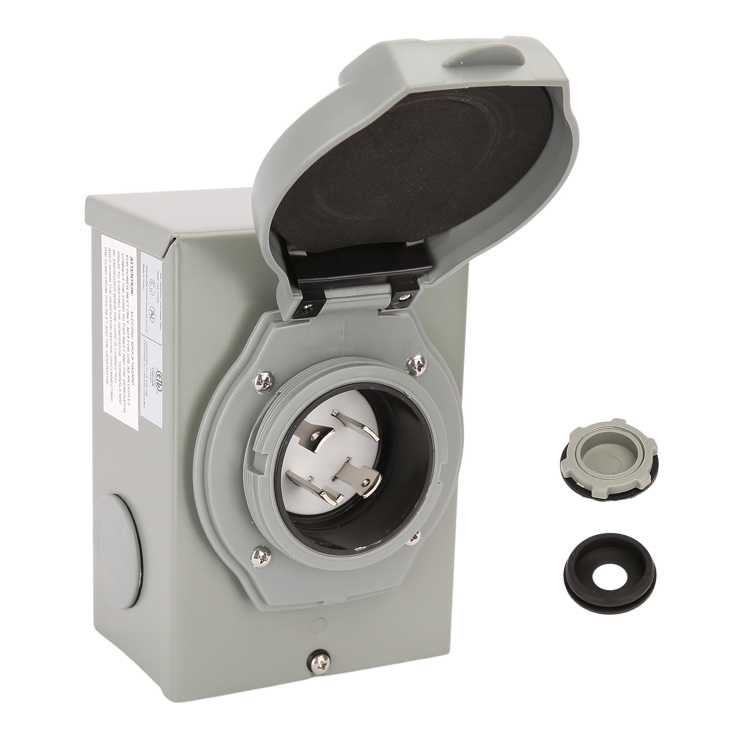 PEAKTOW PTR0105 Weatherproof 30 Amp NEMA 3R Generator Power Inlet Box, NEMA L14-