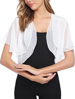Aottori Bolero Shrug for Women Summer Chiffon Cardigans UK Ladies Short Sleeve Open Front Sheer Shawl Tops Thin Cropped Cardigan Jackets Evening Wedding