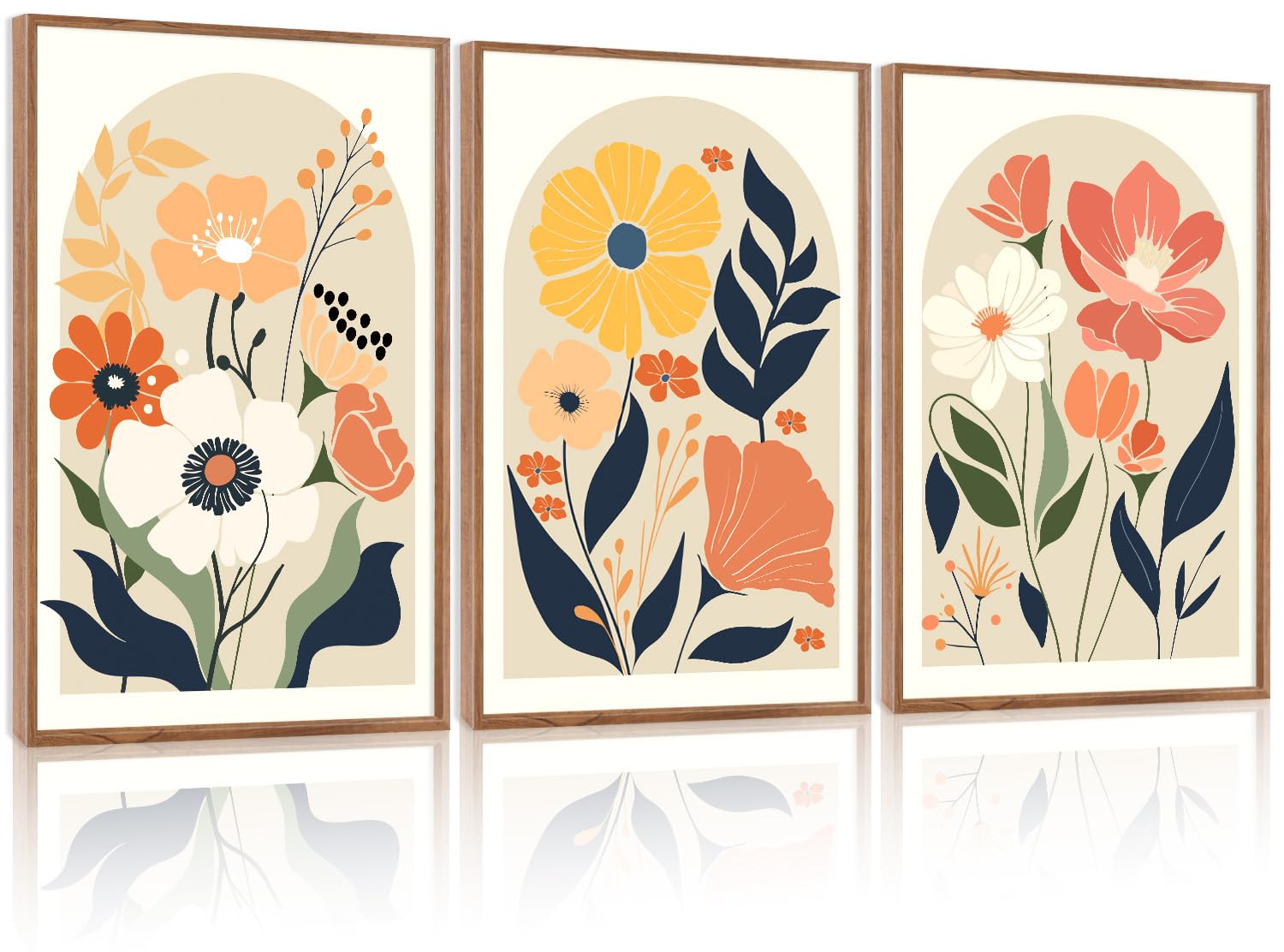 KAIRNE Set of 3 Bohemian Wall Art Prints, Abstract Floral Pattern, Modern Minima