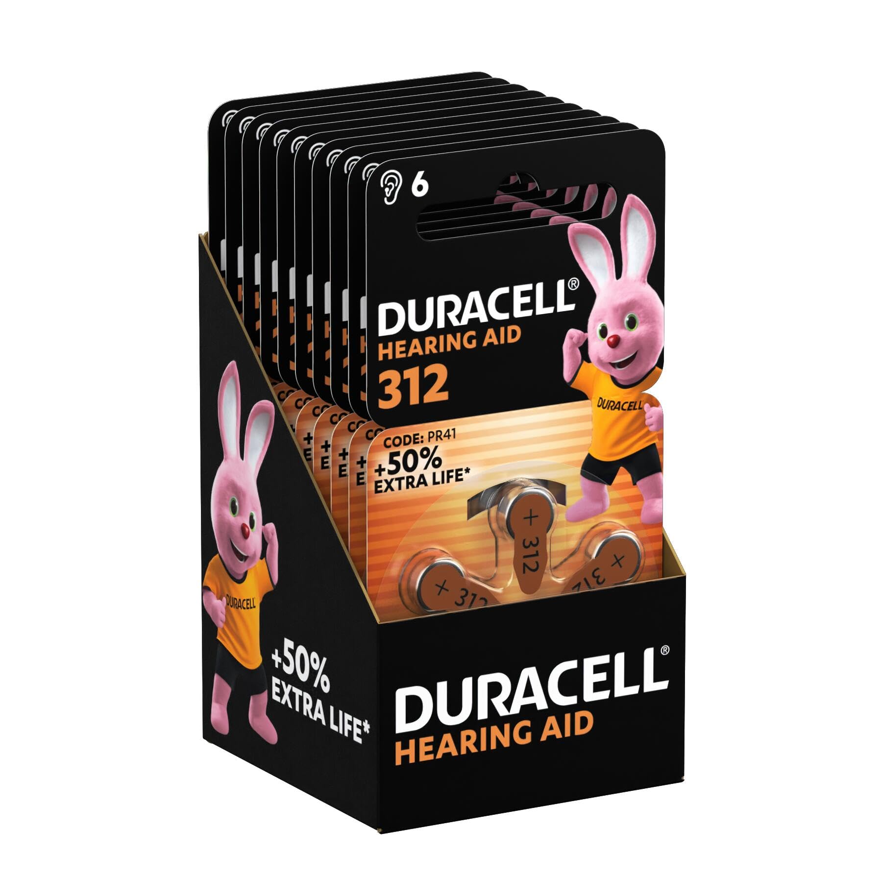 DURACELL Hearing Aid Batteries 312 (Pack of 60) 1.45V PR41