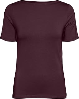 VERO MODA Women's Basic Short Sleeve Boat Neck Top