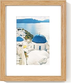 8x10 Picture Frame - Solid Oak Wood 8''x10'' Frame With Mat For 5x7, Oak