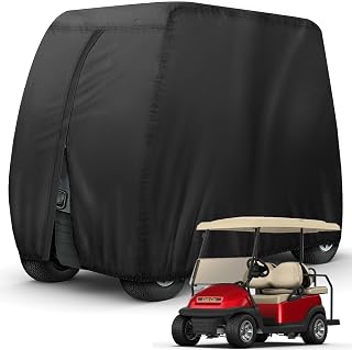 NEVERLAND Golf Cart Cover, 420D Waterproof Golf Cart Covers Extended Roof Compatible with EZ GO Club Car Yamaha Golf Carts, Outdoor Dustproof Club Car Cover