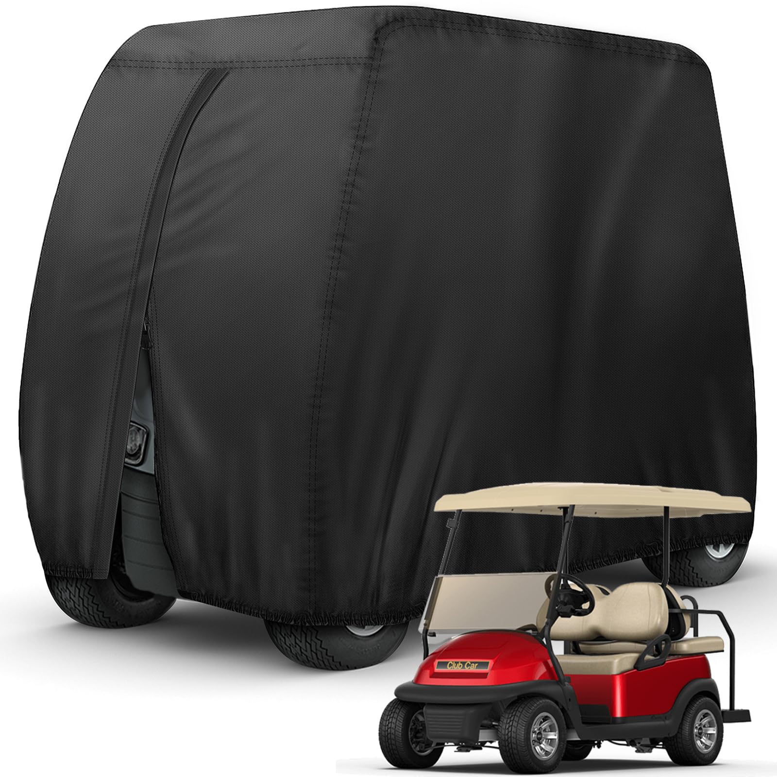 NEVERLAND Golf Cart Cover, 420D Waterproof Golf Cart Covers Extended Roof Compat